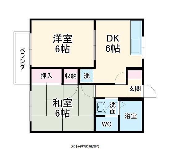 リバーサイド大竹A(2DK/1階)の間取り写真