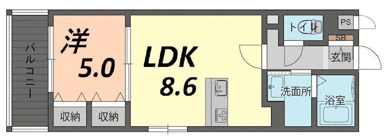 MISTRAL龍野町(1LDK/1階)の間取り写真