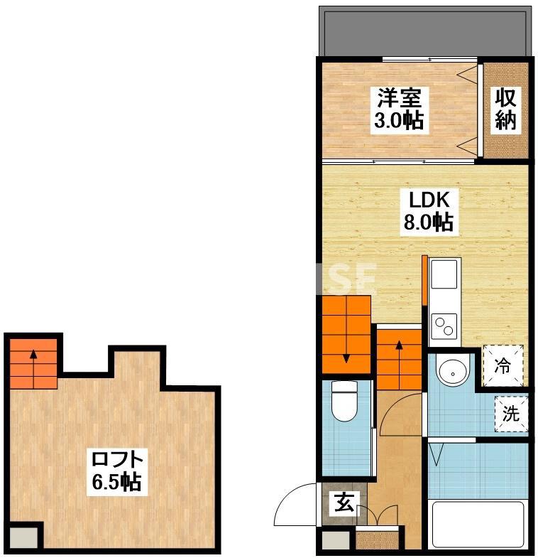MODERN PALAZZO諫早KAI(1SLDK/1階)の間取り写真