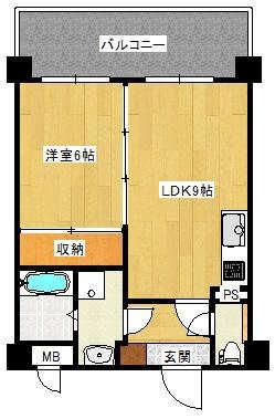 桜井町アパートメント(1LDK/5階)の間取り写真