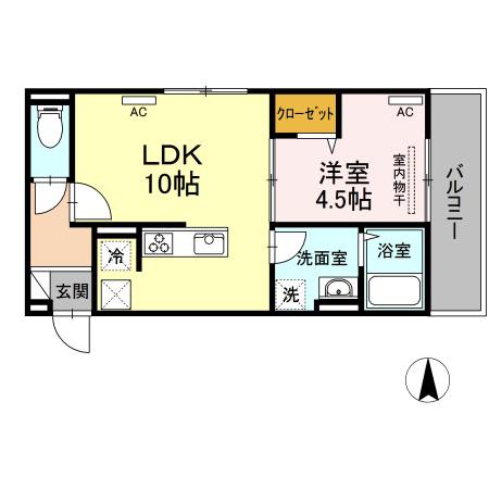 アル・ソーレ沖浜(1LDK/2階)の間取り写真