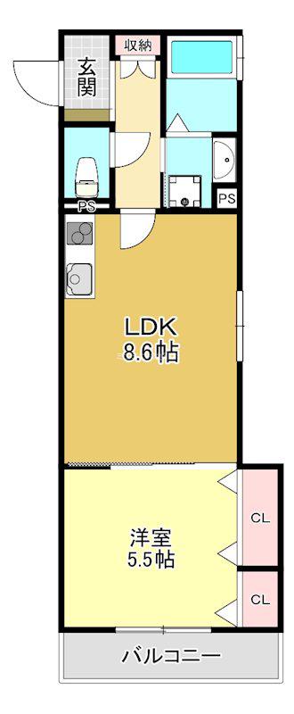 ラモーナ半田(1LDK/1階)の間取り写真