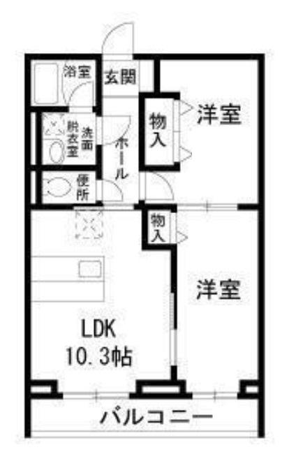 ポワール東長沼(2LDK/1階)の間取り写真