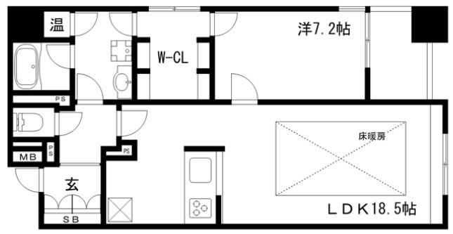 ワコーレディアルクス元町(1LDK/7階)の間取り写真
