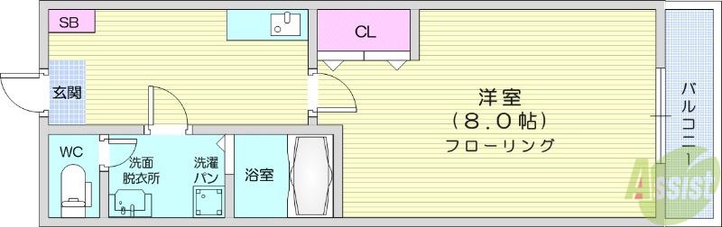 PUPPY東照宮(1K/1階)の間取り写真
