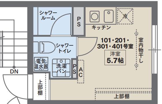 ココフラット平和島(1K/2階)の間取り写真