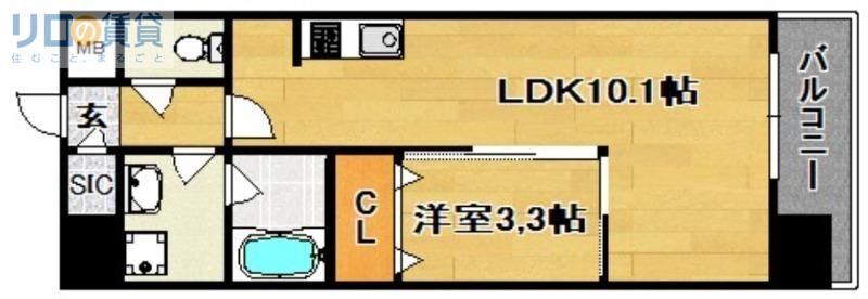 スプランディッド大阪イースト(1LDK/7階)の間取り写真