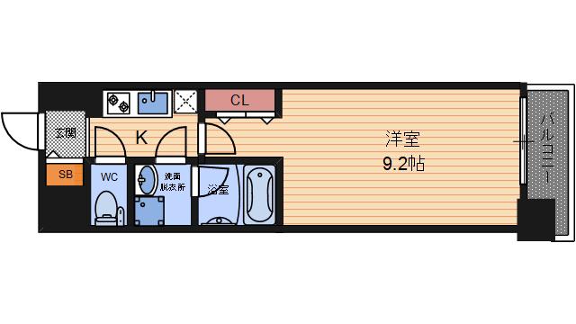 コンフォリア京町堀(1K/12階)の間取り写真