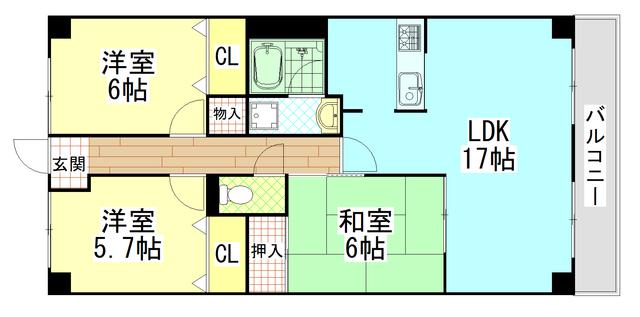 OTOGIKU (3LDK/3階)の間取り写真