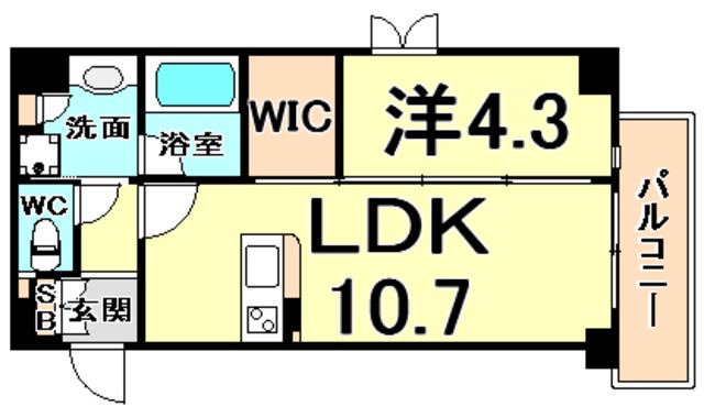 CASA甲子園口1(1LDK/2階)の間取り写真