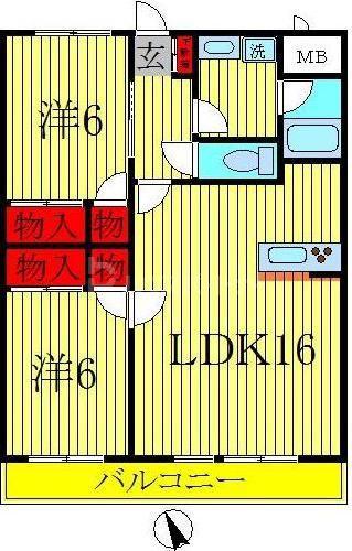 セナリオコート増尾イーストB(2LDK/1階)の間取り写真
