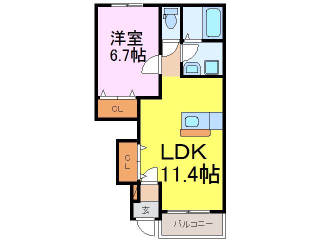 サニークローバー(1LDK/1階)の間取り写真