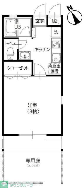 フラワーハイツ(1K/1階)の間取り写真