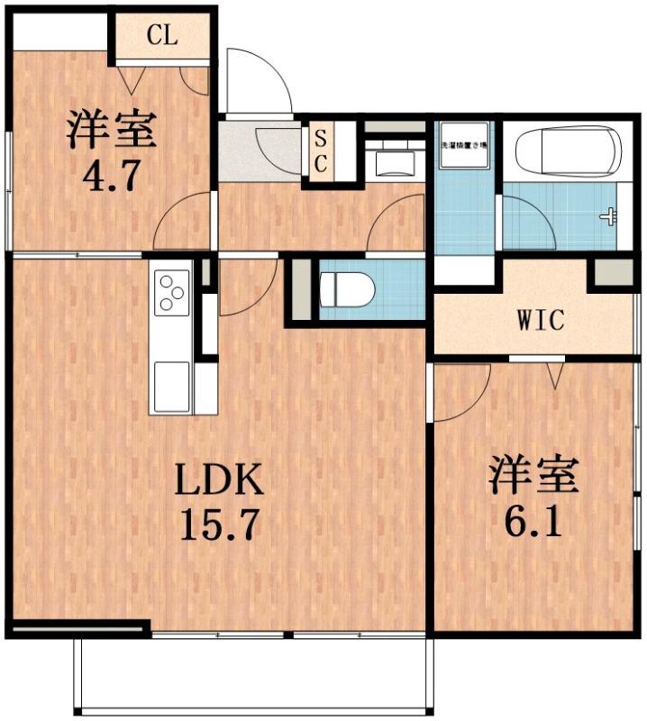 HERETIERA(2LDK/1階)の間取り写真