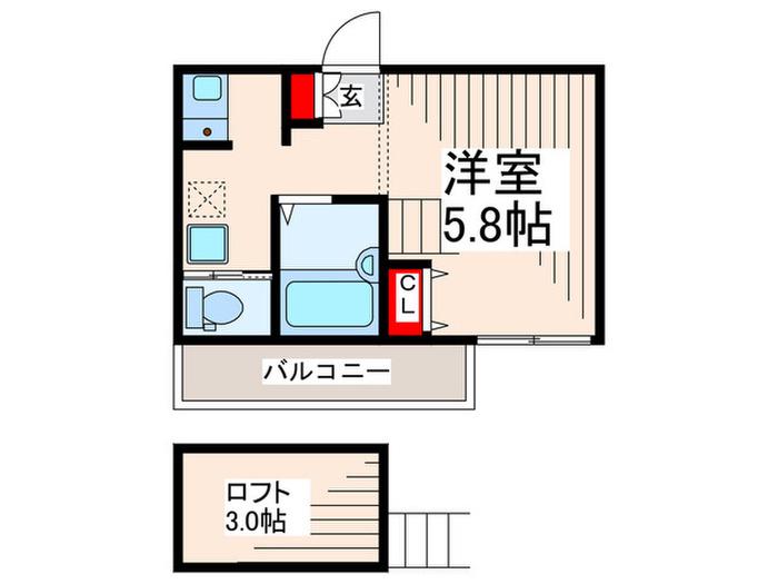 リバーサイド(ワンルーム/2階)の間取り写真