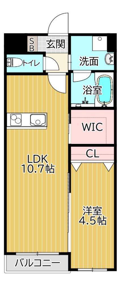 プレステージ永犬丸(1LDK/1階)の間取り写真