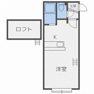 Fラッキー23(1K/2階)の間取り写真