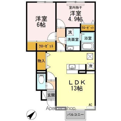ベルメール(2LDK/1階)の間取り写真