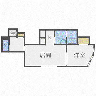 イーストサイドルームズ(1DK/2階)の間取り写真