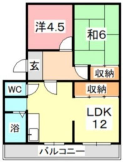 国富コーポ(2LDK/2階)の間取り写真