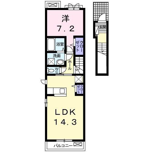 ナチュール ハウス(1LDK/2階)の間取り写真