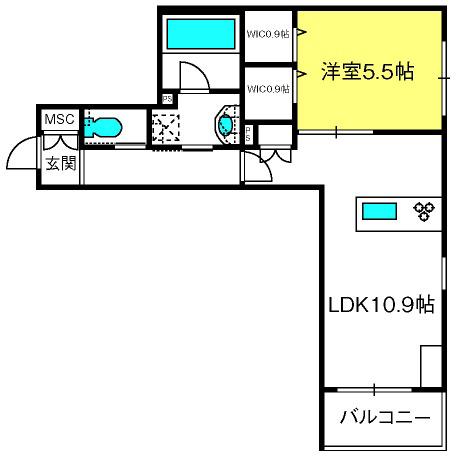 クラリス(1LDK/3階)の間取り写真