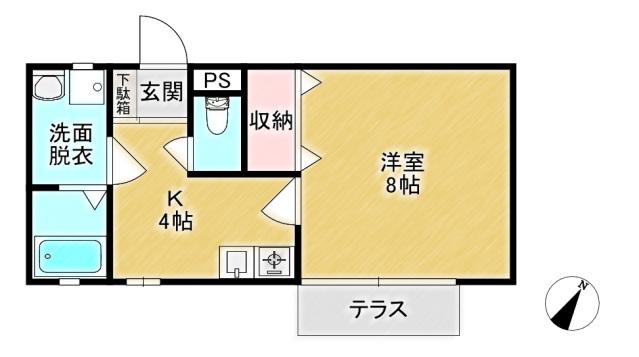 オレンジハイツ(1K/1階)の間取り写真
