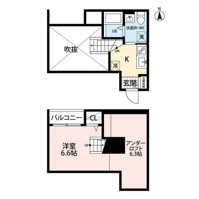 NS坪井(1SK/2階)の間取り写真