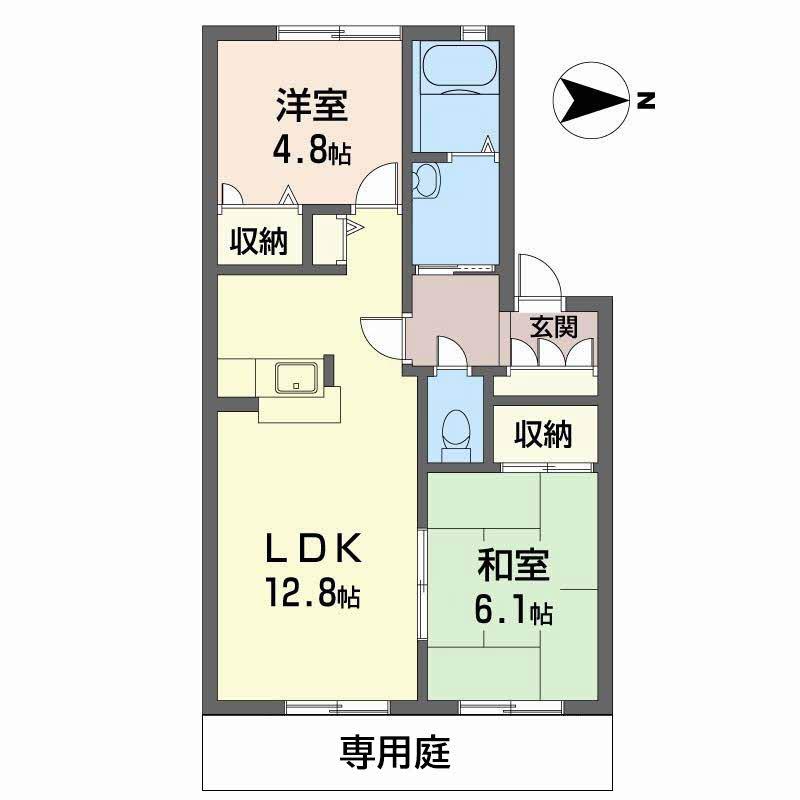 メゾンティファB(2LDK/1階)の間取り写真