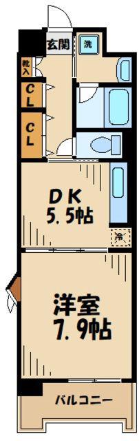 シャンゼリゼ高根(1DK/2階)の間取り写真