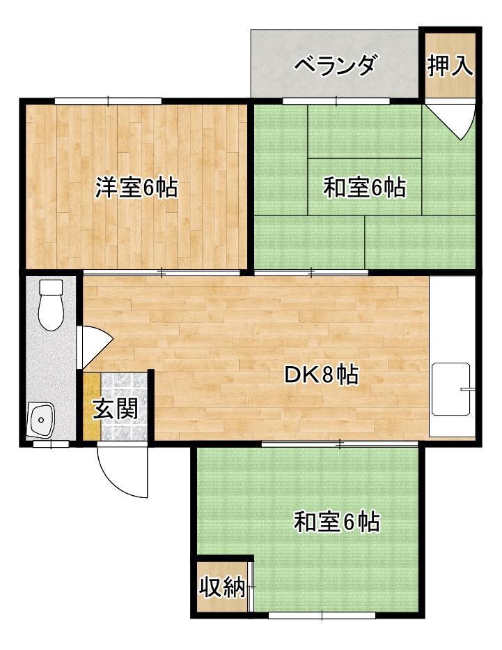 くだかビル(3DK/3階)の間取り写真