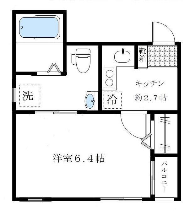 ロッコ西荻(1K/2階)の間取り写真