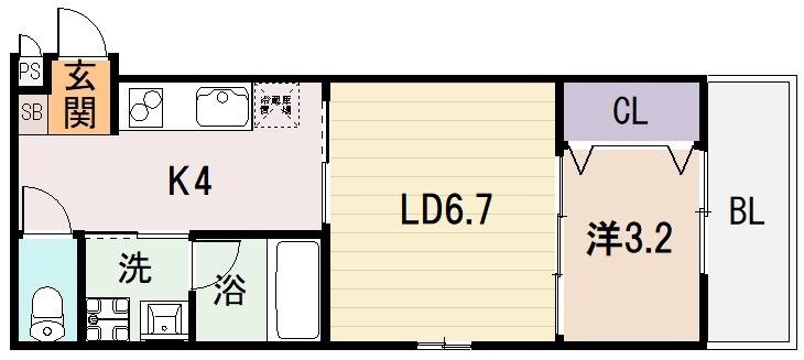 BLINDALLEY 東本町(1LDK/3階)の間取り写真