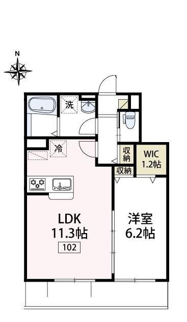 ラヴェンフォート小園(1LDK/1階)の間取り写真