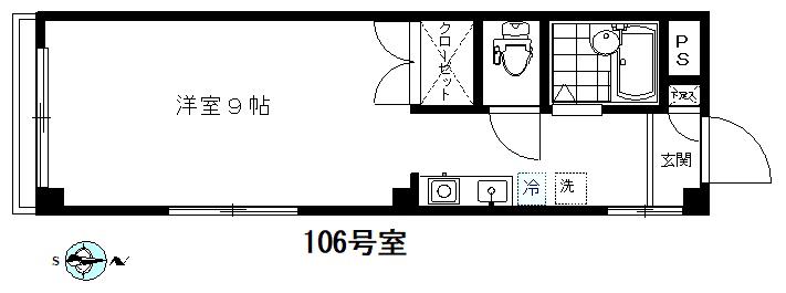 ジュネス洗足(ワンルーム/1階)の間取り写真