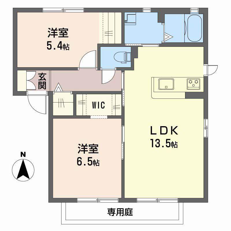 アドラブール美園(2LDK/1階)の間取り写真