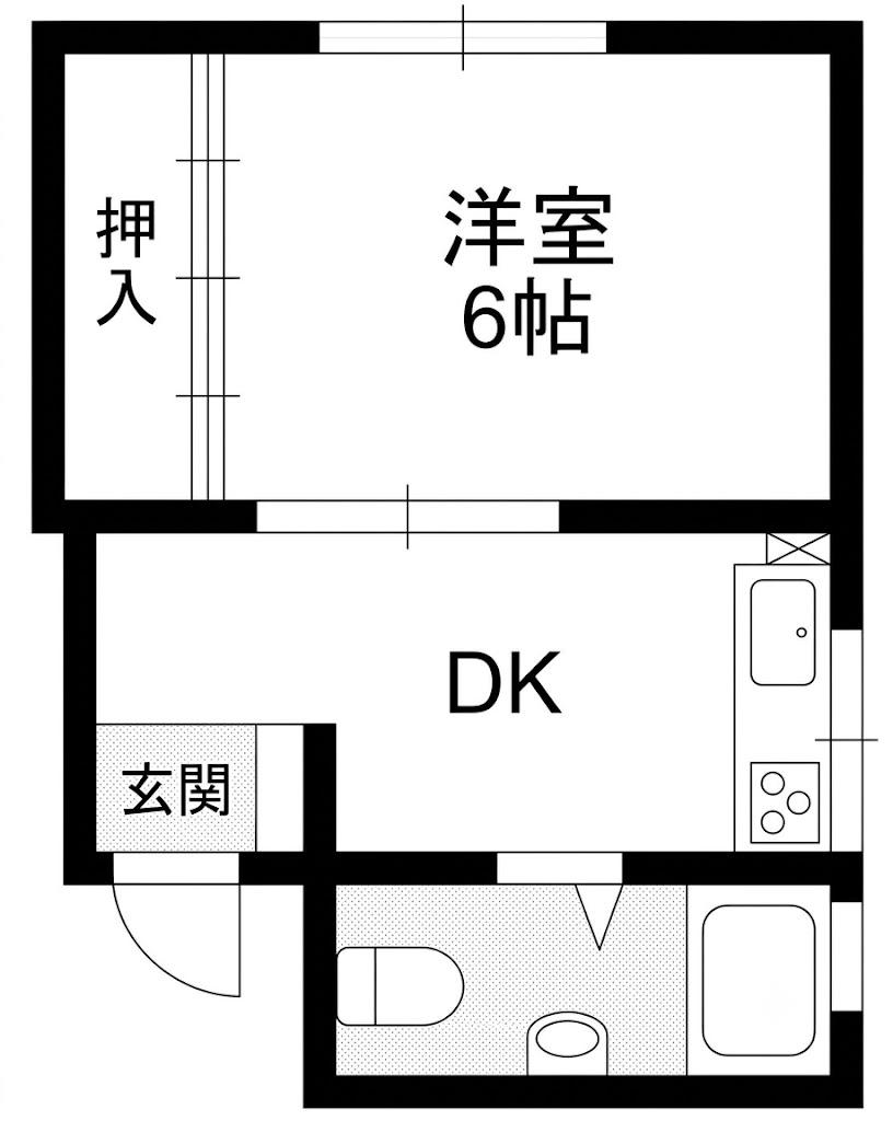 第一文の里ビル(1DK/4階)の間取り写真