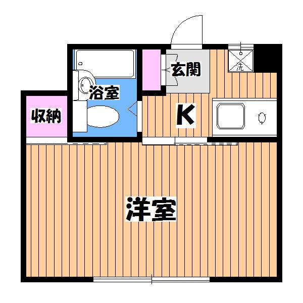 スカイハイツ(1K/3階)の間取り写真