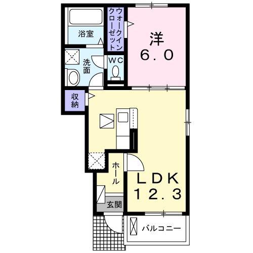 ベル トレーフル(1LDK/1階)の間取り写真