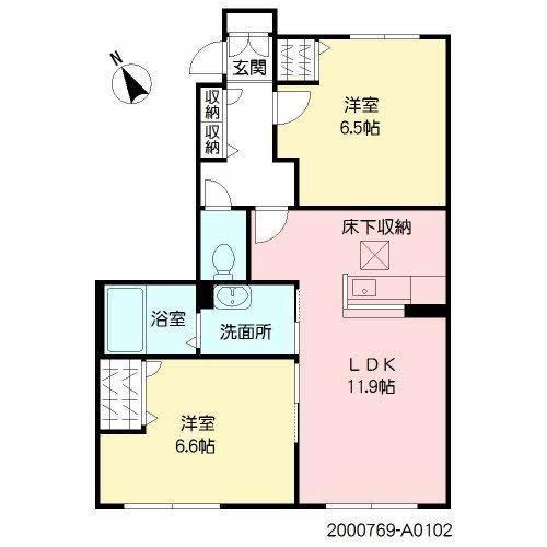 ラビアン大橋(2LDK/1階)の間取り写真