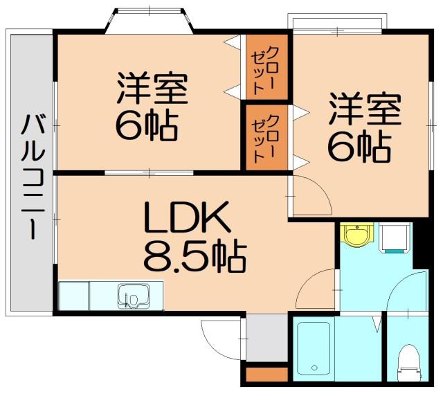サンティールシャルマンII(2LDK/1階)の間取り写真