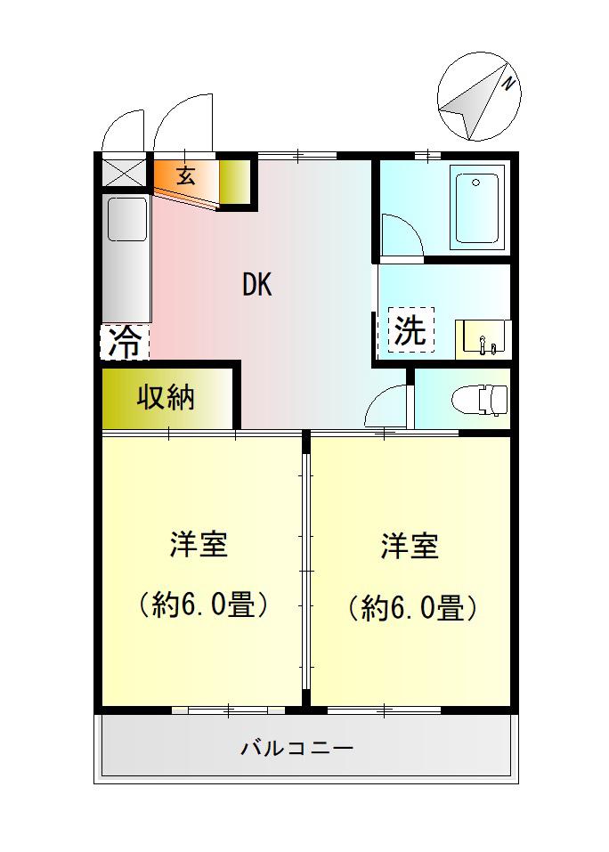 第5大島マンション(2DK/2階)の間取り写真