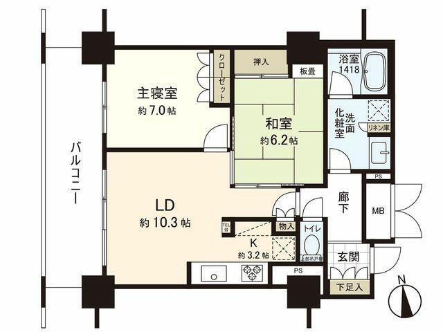 アップルタワーズ仙台(2LDK/25階)の間取り写真