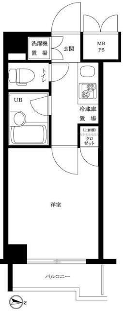ルーブル武蔵小杉参番館(1K/2階)の間取り写真