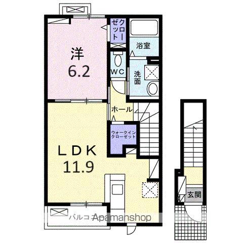 プルミエール 春 II(1LDK/2階)の間取り写真