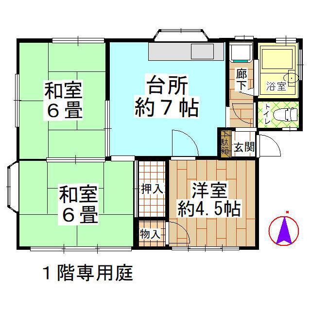 御嶽アパート(3DK/1階)の間取り写真