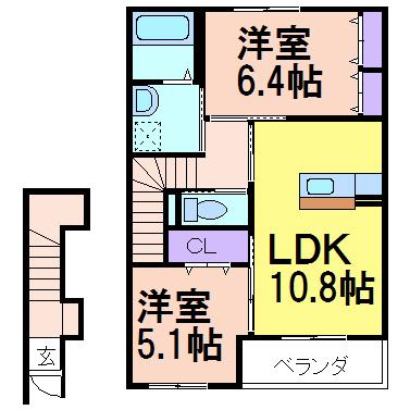 フランボワーズ(2LDK/2階)の間取り写真