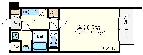エクスクルーシブレジデンス西九条(1K/2階)の間取り写真