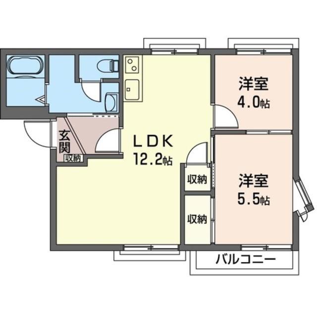 フレグランス高橋A(2LDK/2階)の間取り写真