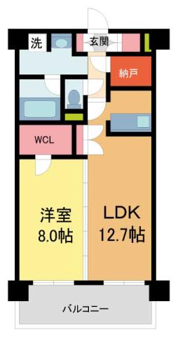 サニープレイス西芦屋2号館(1LDK/9階)の間取り写真